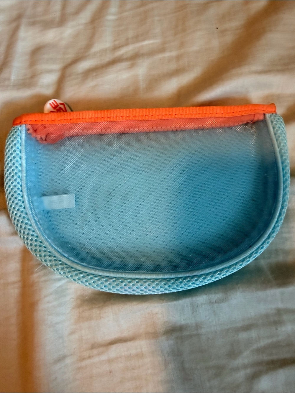 Bubble blue mesh rounded orange zip skincare cosmetic bag